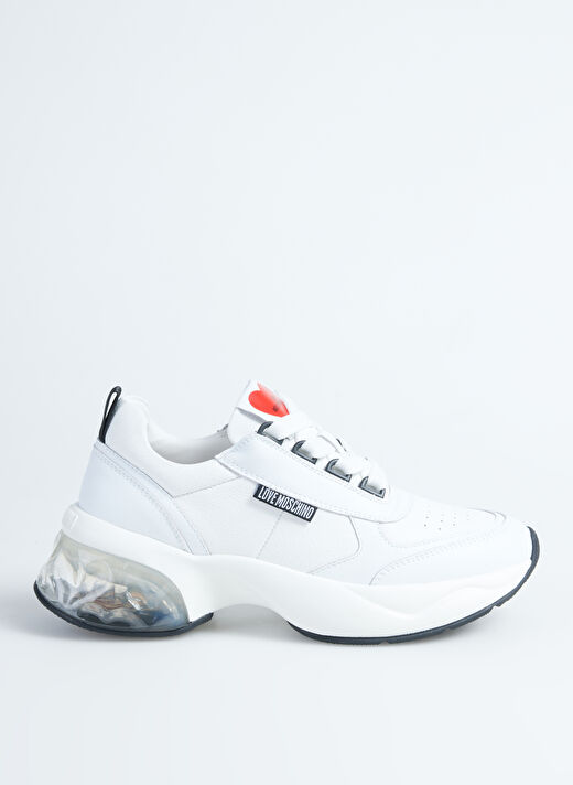 Love Moschino Beyaz-Kırmızı Kadın Deri Sneaker JA15246G1L 1