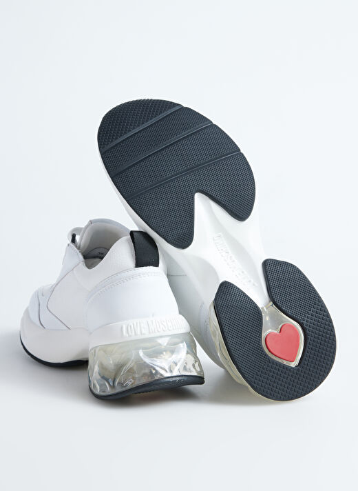 Love Moschino Beyaz-Kırmızı Kadın Deri Sneaker JA15246G1L 4