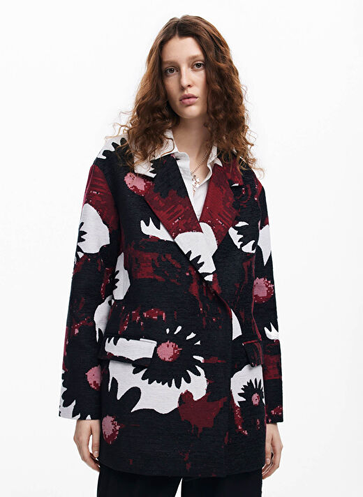 Desigual Kırmızı - Siyah Kadın Desenli Ceket 24WWEW64  3