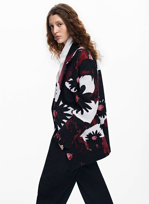 Desigual Kırmızı - Siyah Kadın Desenli Ceket 24WWEW64  4