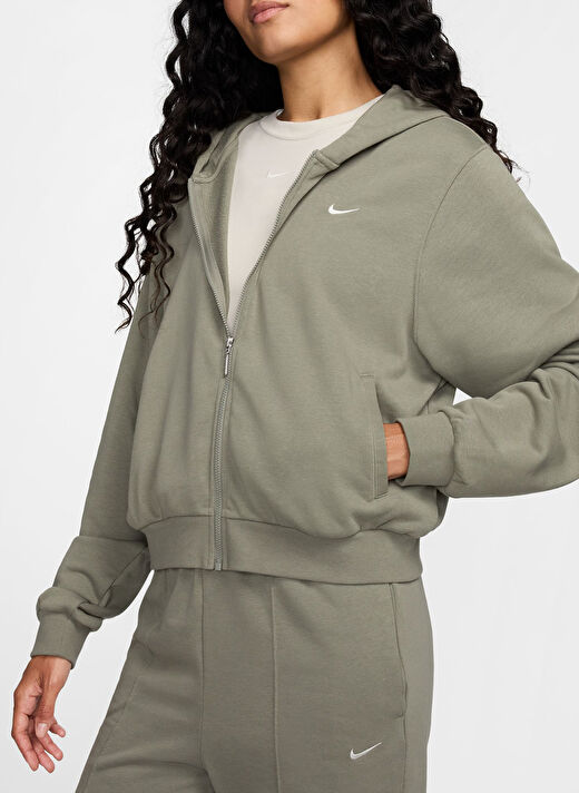 Nike Yeşil Kadın Fermuarlı Oversize Düz Zip Ceket FN2415-320 W NSW NK CHLL FT FZ HDY  2