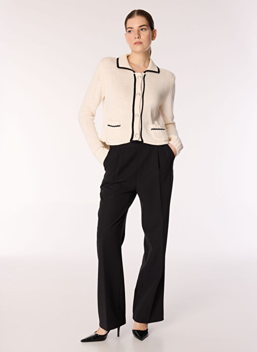 People By Fabrika Siyah Kadın Classic Fit Düz Pantolon SPBFWL-PNT5558 1