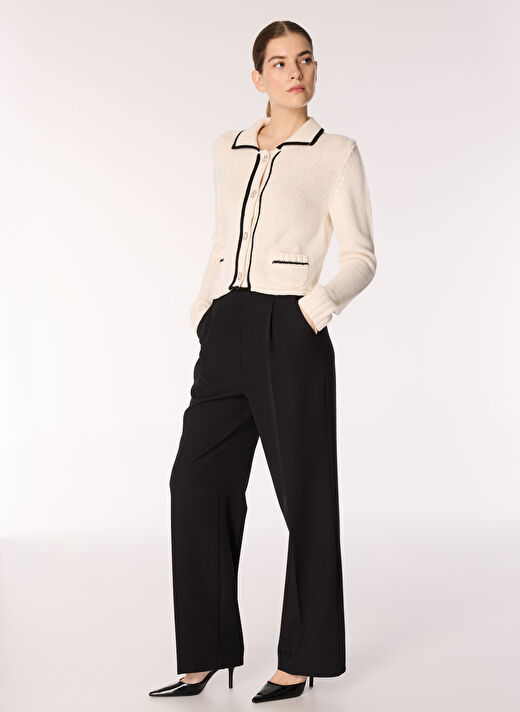 People By Fabrika Siyah Kadın Classic Fit Düz Pantolon SPBFWL-PNT5558 2