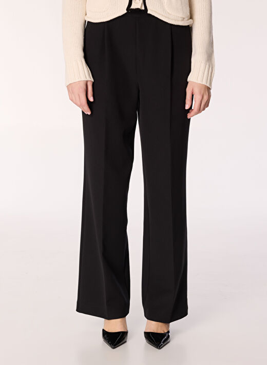 People By Fabrika Siyah Kadın Classic Fit Düz Pantolon SPBFWL-PNT5558 3