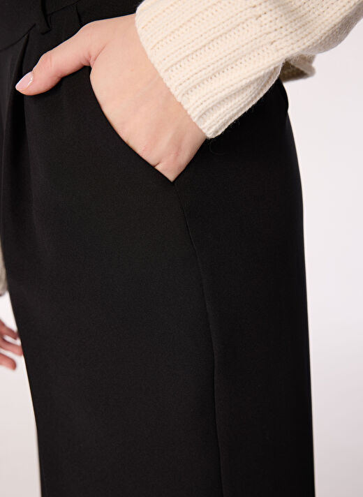 People By Fabrika Siyah Kadın Classic Fit Düz Pantolon SPBFWL-PNT5558 4