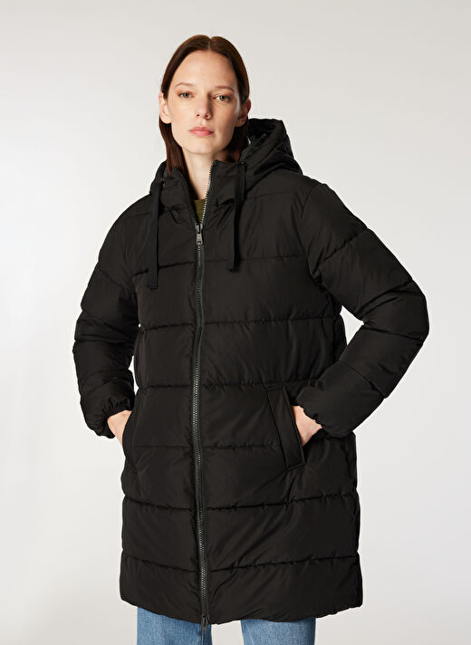 Only Siyah Kadın Kapüşon Normal Kapitone Kaban ONLCLAIR PUFFER HOOD COAT OTW CC  3