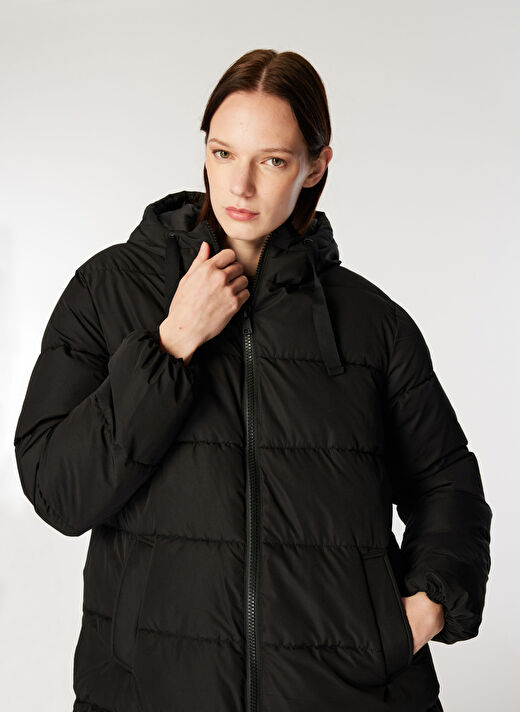 Only Siyah Kadın Kapüşon Normal Kapitone Kaban ONLCLAIR PUFFER HOOD COAT OTW CC  4