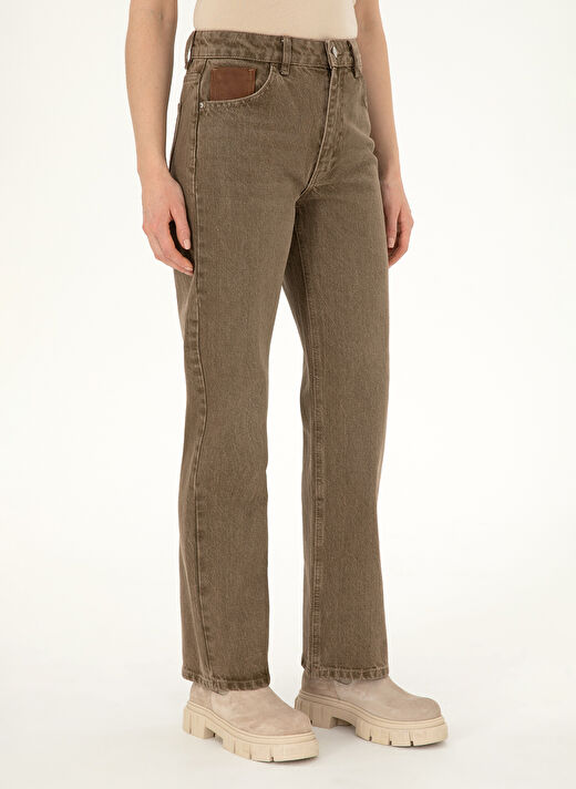 U.S. Polo Assn. Açık Kahve Kadın Loose Fit Denim Pantolon BIEL  2