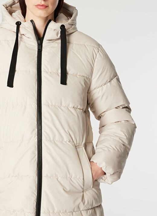 Only Krem Kadın Kapüşon Normal Kapitone Kaban ONLCLAIR PUFFER HOOD COAT OTW CC  3