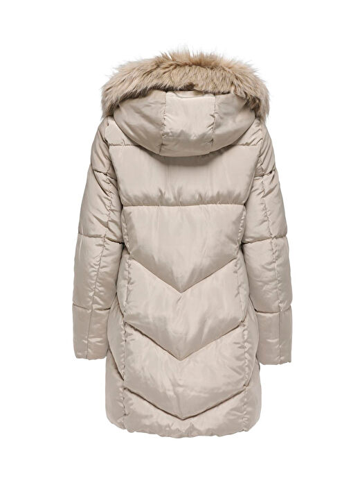 Only Açık Kahve Kadın Normal Kapitone Kaban ONLMYNTE BF LONG PUFFER OTW  1