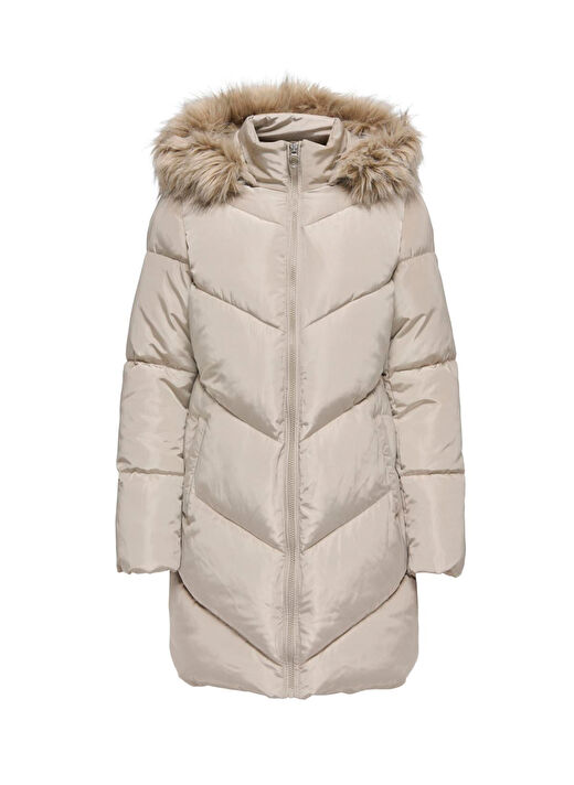Only Açık Kahve Kadın Normal Kapitone Kaban ONLMYNTE BF LONG PUFFER OTW  2