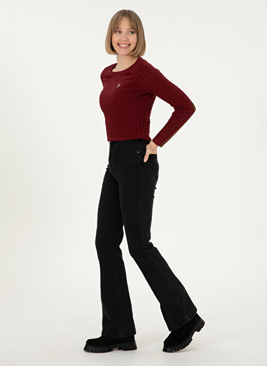 U.S. Polo Assn. Kadın Bordo Bisiklet Yaka Slim Fit Kazak MERY-BSK24  4