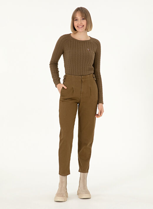 U.S. Polo Assn. Haki Kadın Bisiklet Slim Fit Kazak MERY-BSK24  4