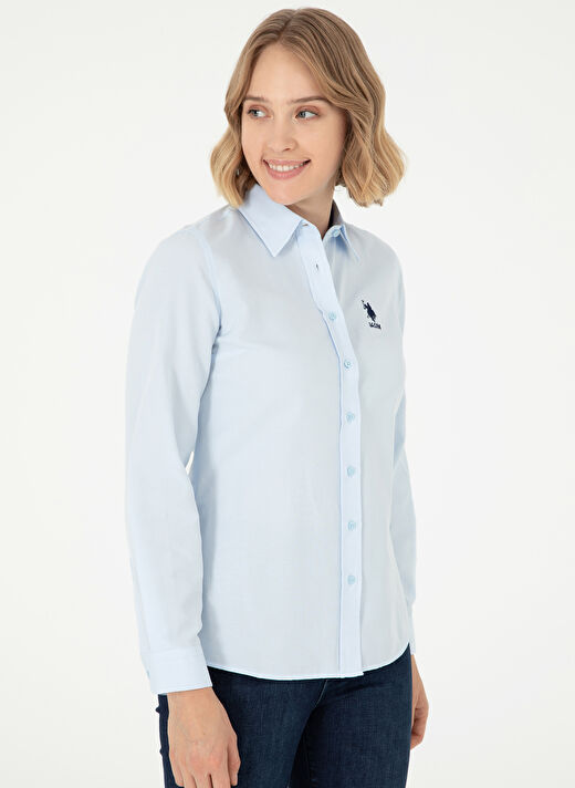 U.S. Polo Assn. Açık Mavi Kadın Bisiklet Slim Fit Gömlek WOX024K  3