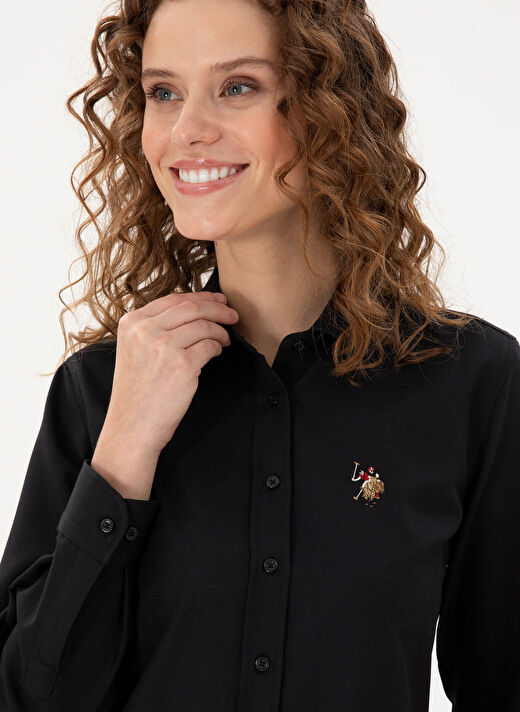 U.S. Polo Assn. Siyah Kadın Bisiklet Slim Fit Gömlek WOXCOLOR024K  2