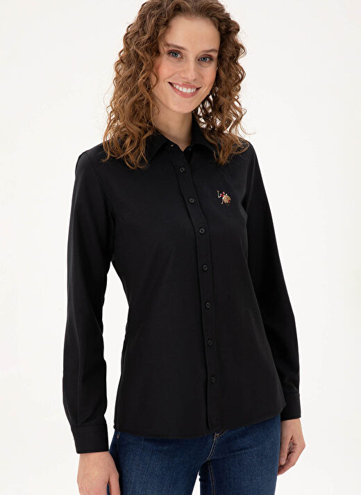 U.S. Polo Assn. Siyah Kadın Bisiklet Slim Fit Gömlek WOXCOLOR024K  3