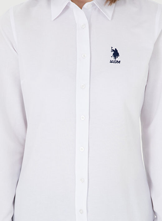 U.S. Polo Assn. Beyaz Kadın Bisiklet Slim Fit Gömlek WOX024K  3