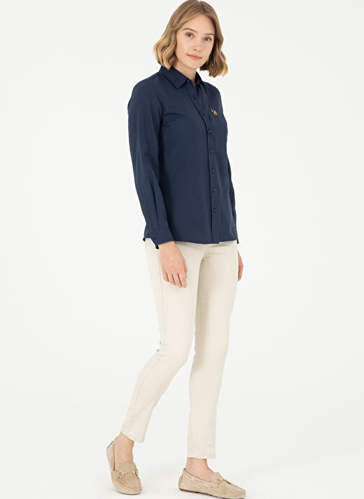 U.S. Polo Assn. Lacivert Kadın Bisiklet Slim Fit Gömlek WOXCOLOR024K  4