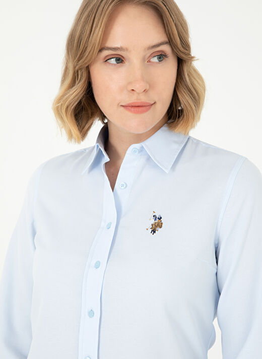 U.S. Polo Assn. Açık Mavi Kadın Bisiklet Slim Fit Gömlek WOXCOLOR024K  2