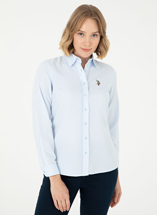 U.S. Polo Assn. Açık Mavi Kadın Bisiklet Slim Fit Gömlek WOXCOLOR024K  3