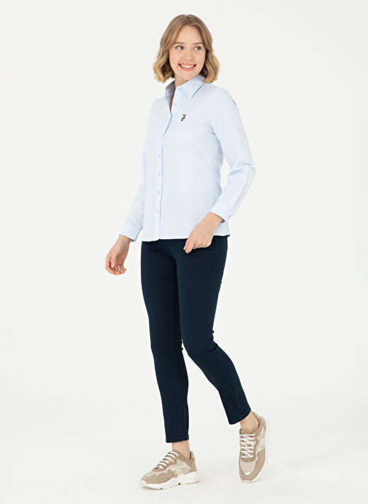 U.S. Polo Assn. Açık Mavi Kadın Bisiklet Slim Fit Gömlek WOXCOLOR024K  4