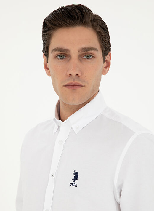 U.S. Polo Assn. Beyaz Erkek Klasik Slim Fit Gömlek G081GL004.000.1958930  2
