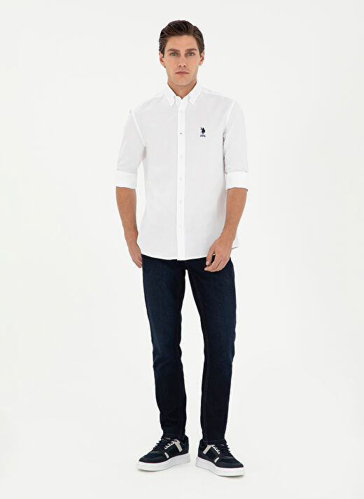 U.S. Polo Assn. Beyaz Erkek Klasik Slim Fit Gömlek G081GL004.000.1958930  4