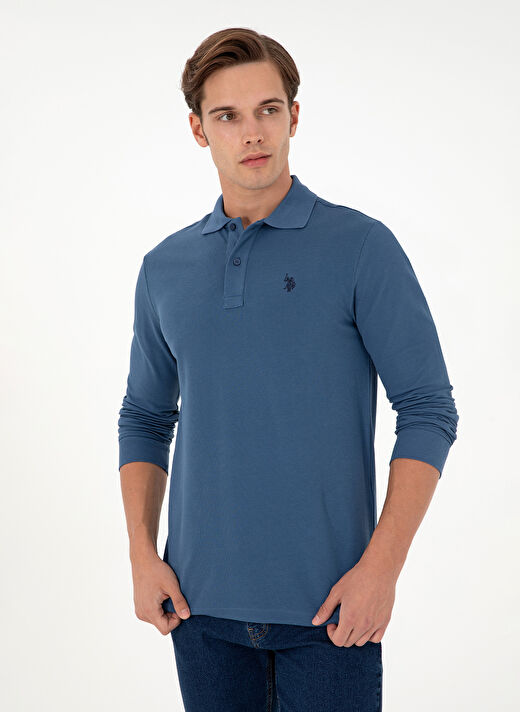U.S. Polo Assn. Polo Yaka Regular Fit İndigo Erkek Sweatshirt G081GL082.000.1926879 3