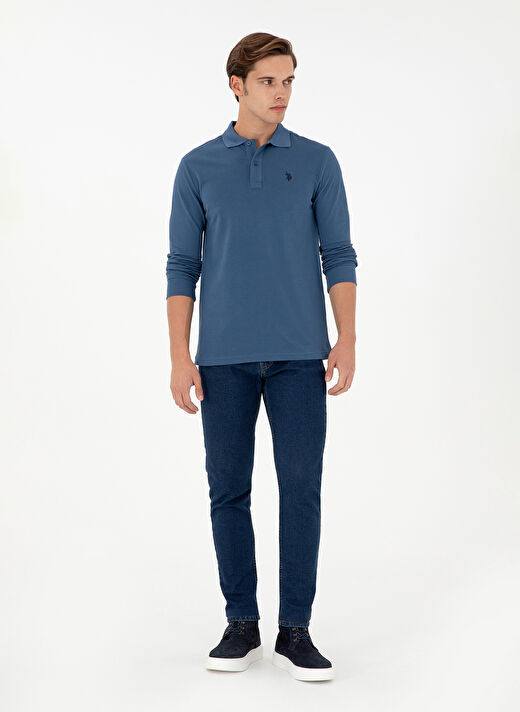 U.S. Polo Assn. Polo Yaka Regular Fit İndigo Erkek Sweatshirt G081GL082.000.1926879 4