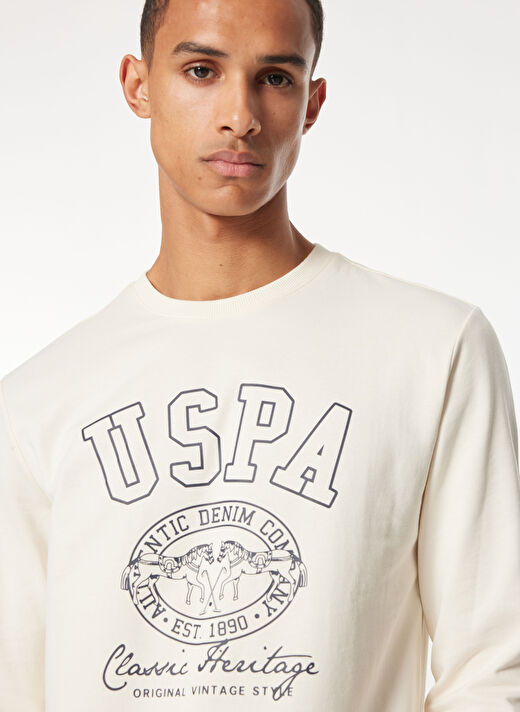 U.S. Polo Assn. Krem Erkek Klasik Regular Fit Sweatshirt G081GL082.000.1943715  1
