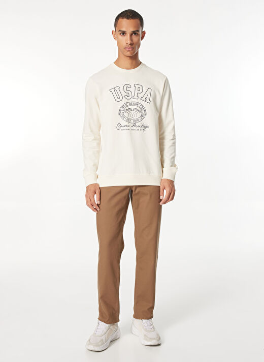 U.S. Polo Assn. Krem Erkek Klasik Regular Fit Sweatshirt G081GL082.000.1943715  2