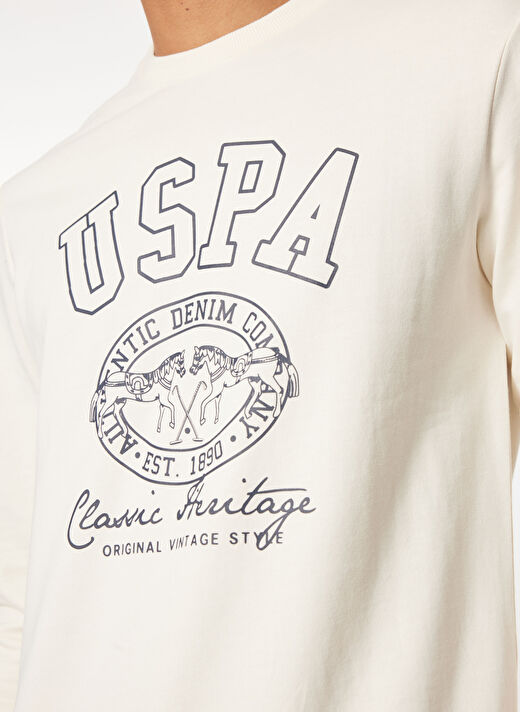 U.S. Polo Assn. Krem Erkek Klasik Regular Fit Sweatshirt G081GL082.000.1943715  4