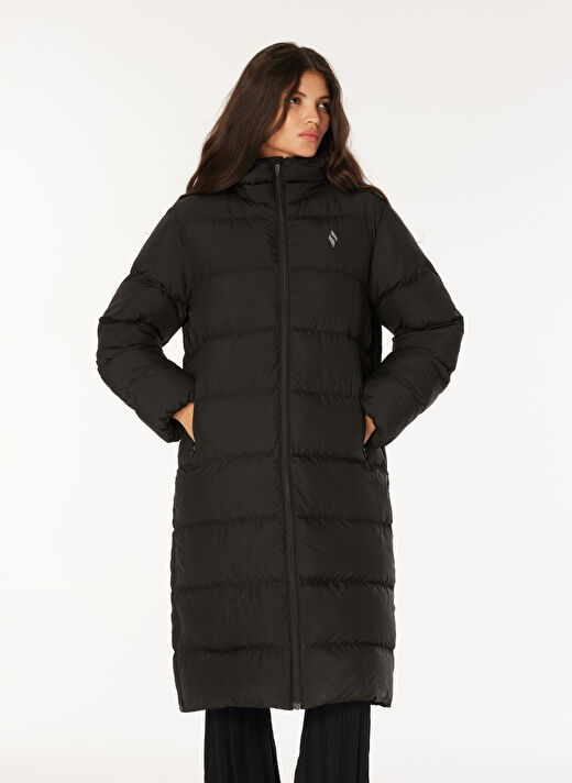 People By Fabrika Bordo Kadın Dik Yaka Normal Kalıp Kapitone Puffer Mont KAPİTONE  3