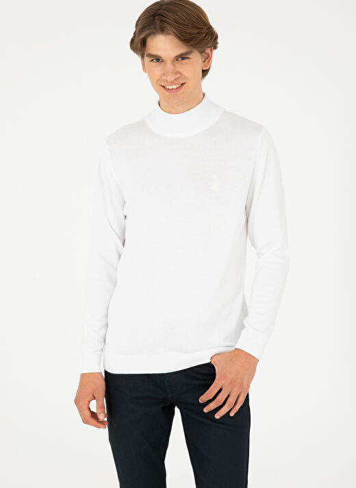 U.S. Polo Assn. Beyaz Erkek Klasik Slim Fit Kazak G081SZ0TK.000.1920947  3