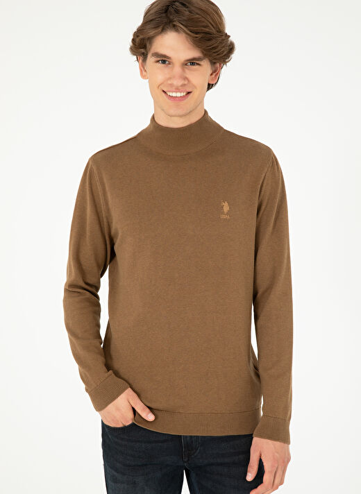 U.S. Polo Assn. Haki Melanj Erkek Klasik Slim Fit Kazak G081SZ0TK.000.1920947  3
