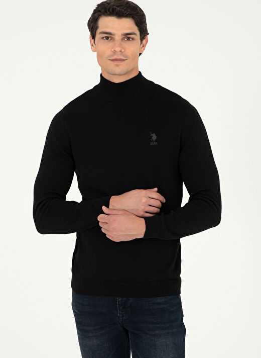 U.S. Polo Assn. Siyah Erkek Klasik Slim Fit Kazak G081SZ0TK.000.1920947  1