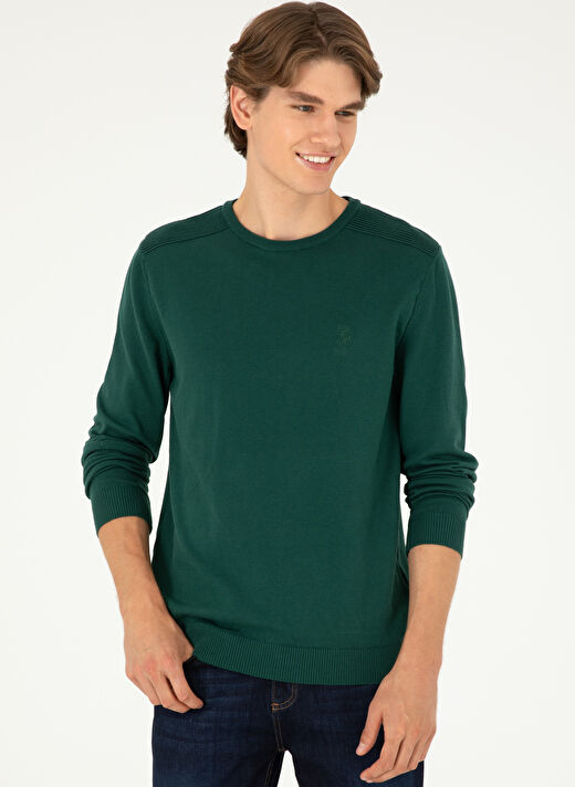 U.S. Polo Assn. Yeşil Erkek Klasik Slim Fit Kazak G081SZ0TK.000.1920992  3