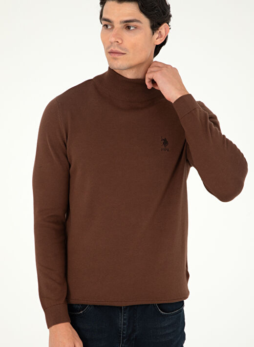 U.S. Polo Assn. Kahve Erkek Klasik Slim Fit Kazak G081SZ0TK.000.1920947  3