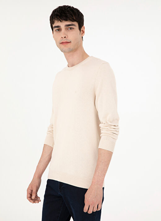 Pierre Cardin Bej Erkek Bisiklet Slim Fit Düz Kazak BARCELONA TRIKO KAZAK BASIC  3