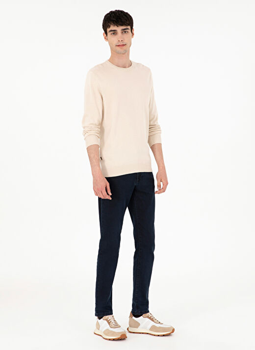 Pierre Cardin Bej Erkek Bisiklet Slim Fit Düz Kazak BARCELONA TRIKO KAZAK BASIC  4