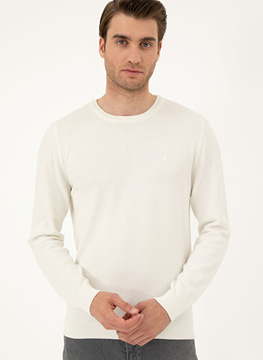 Pierre Cardin Ekru Erkek Bisiklet Slim Fit Düz Kazak BARCELONA TRIKO KAZAK BASIC  3