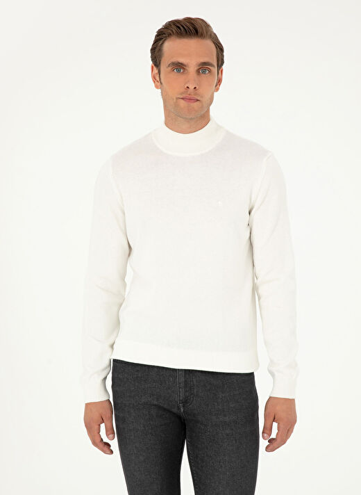 Pierre Cardin Bej Erkek Yarım Balıkçı Slim Fit Düz Kazak DORTMUND TRIKO KAZAK BASIC  1