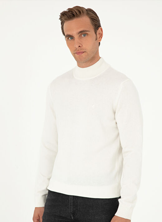 Pierre Cardin Bej Erkek Yarım Balıkçı Slim Fit Düz Kazak DORTMUND TRIKO KAZAK BASIC  3