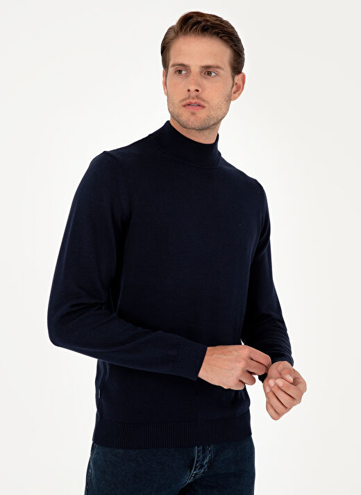 Pierre Cardin Lacivert Erkek Yarım Balıkçı Slim Fit Düz Kazak DORTMUND TRIKO KAZAK BASIC  3