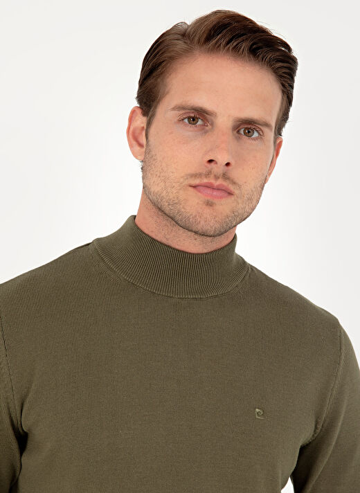Pierre Cardin Koyu Haki Erkek Yarım Balıkçı Slim Fit Düz Kazak DORTMUND TRIKO KAZAK BASIC  2