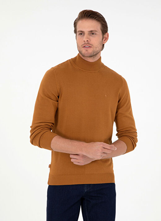 Pierre Cardin Kahve Erkek Yarım Balıkçı Slim Fit Düz Kazak DORTMUND TRIKO KAZAK BASIC  1