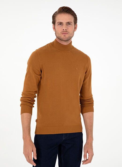 Pierre Cardin Kahve Erkek Yarım Balıkçı Slim Fit Düz Kazak DORTMUND TRIKO KAZAK BASIC  3
