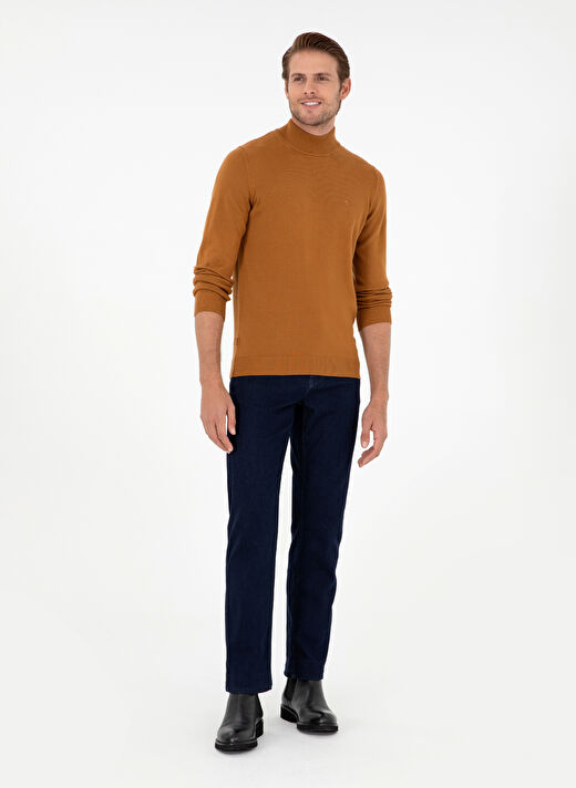 Pierre Cardin Kahve Erkek Yarım Balıkçı Slim Fit Düz Kazak DORTMUND TRIKO KAZAK BASIC  4