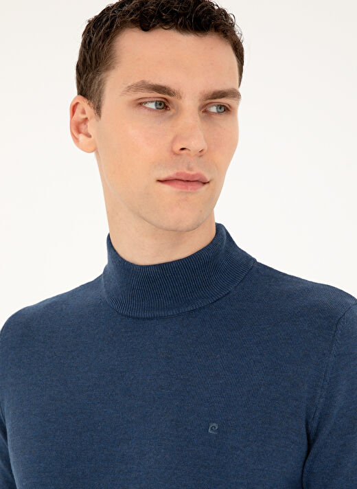 Pierre Cardin İndigo Erkek Yarım Balıkçı Slim Fit Düz Kazak DORTMUND TRIKO KAZAK BASIC  2