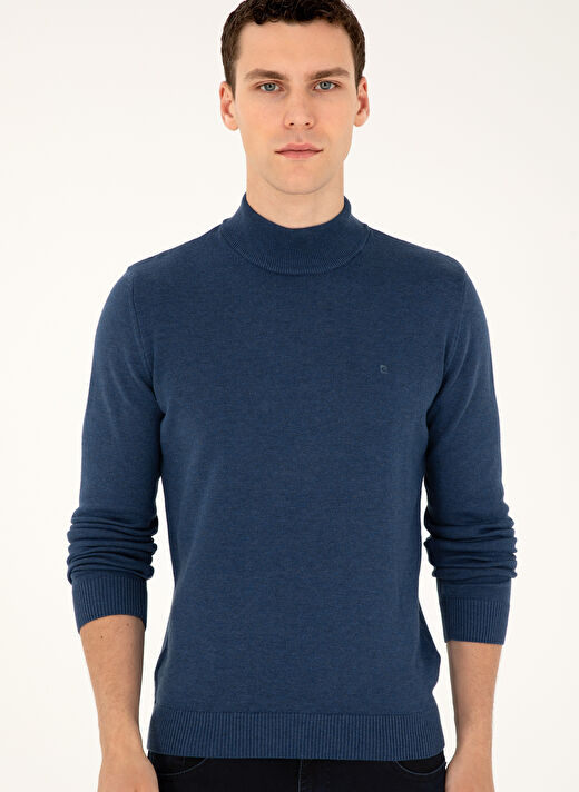 Pierre Cardin İndigo Erkek Yarım Balıkçı Slim Fit Düz Kazak DORTMUND TRIKO KAZAK BASIC  3
